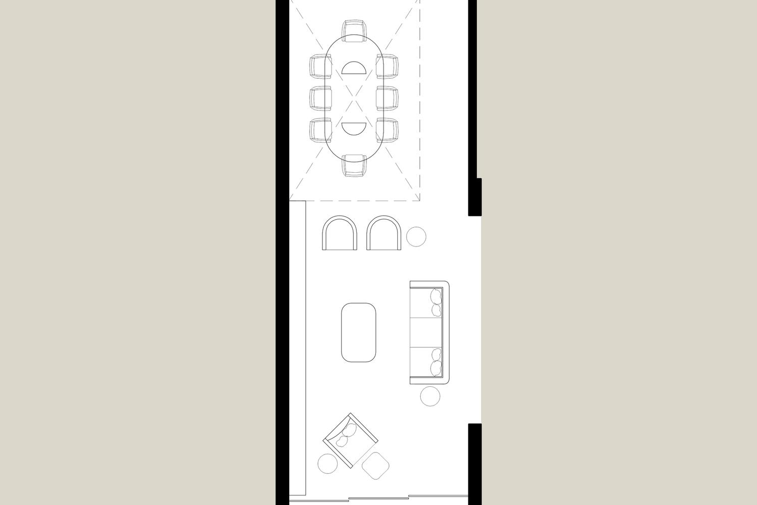 Contemporary Minimalist Open-Plan Living Space layout