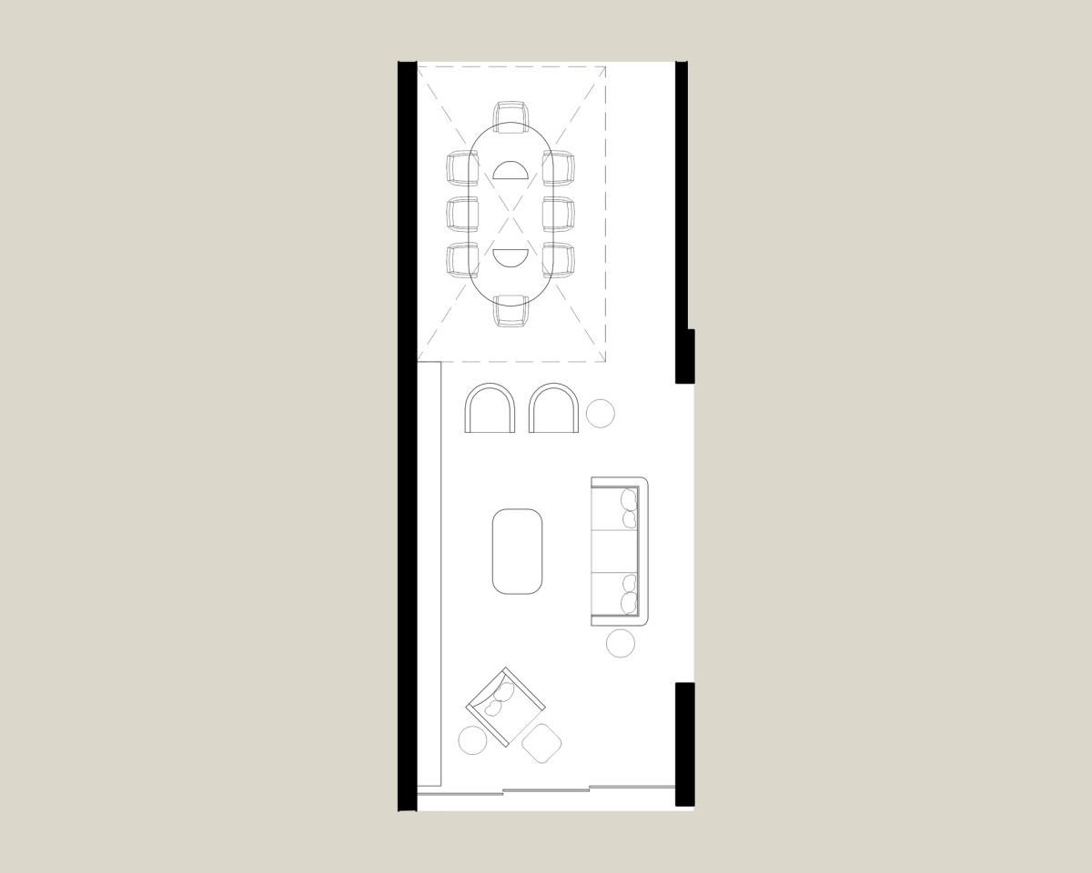 Contemporary Minimalist Open-Plan Living Space layout