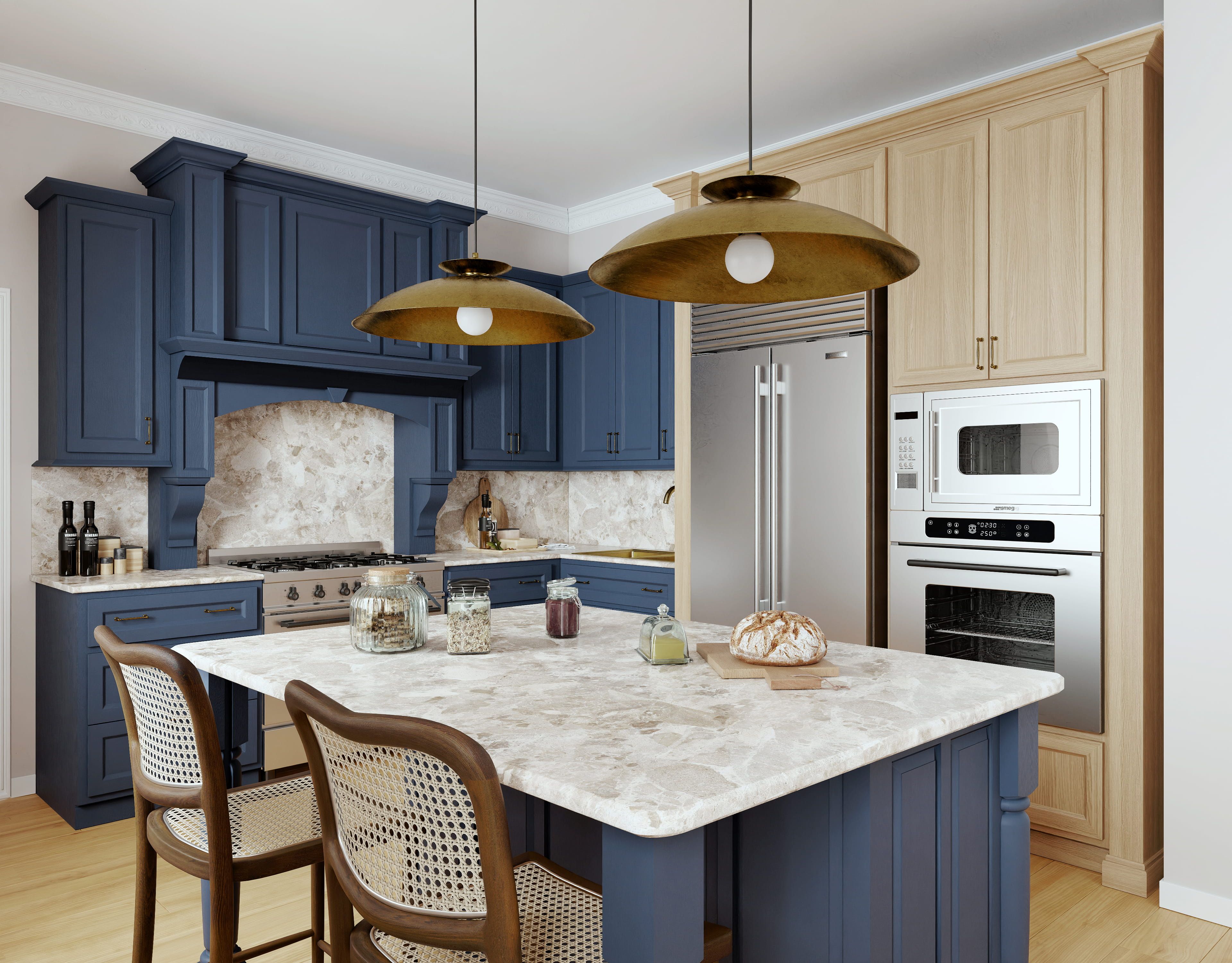 Edinburgh Blue & Wood Traditional Kitchen Design