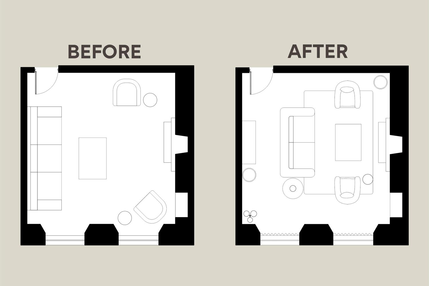 Warm Transitional Living Room Layout