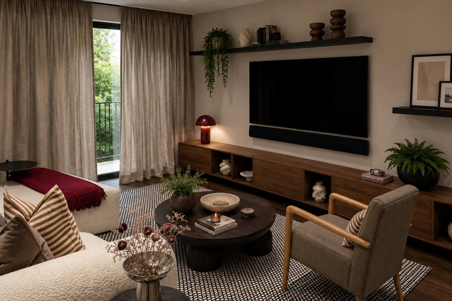 Warm Contemporary Living Room Design 3d