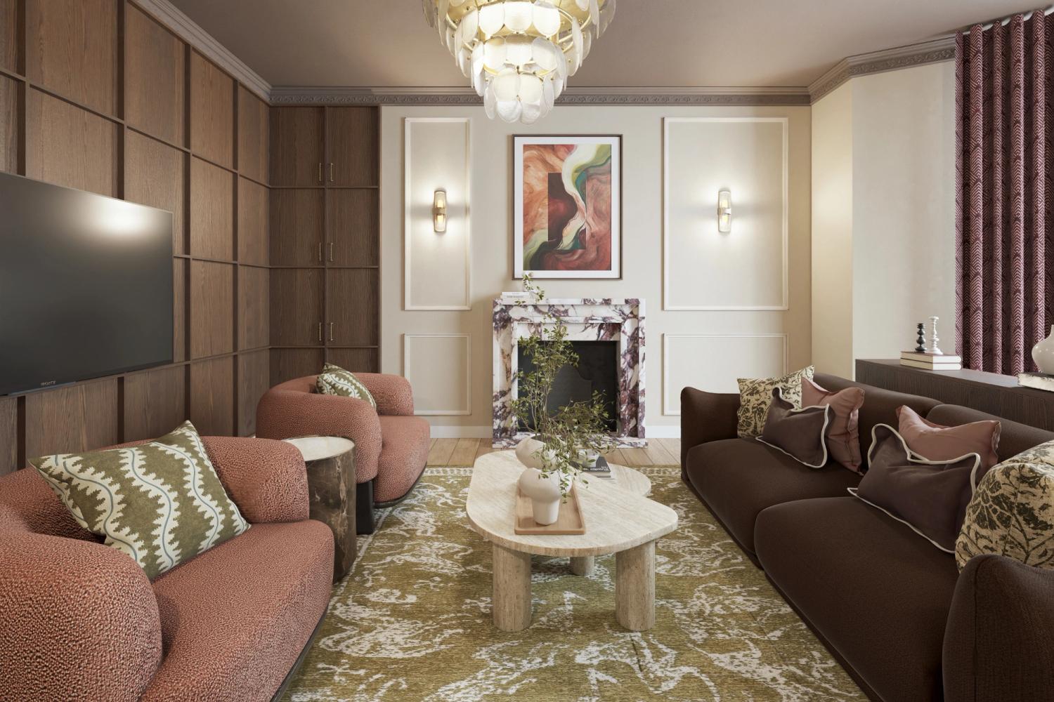 Transitional living room 3d 1