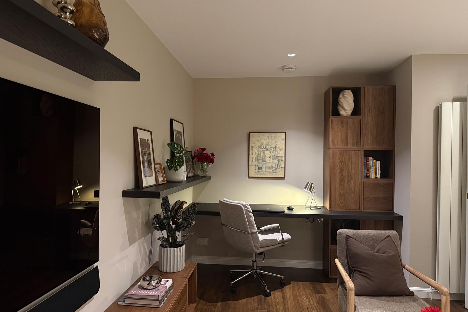 Home office corner in living room