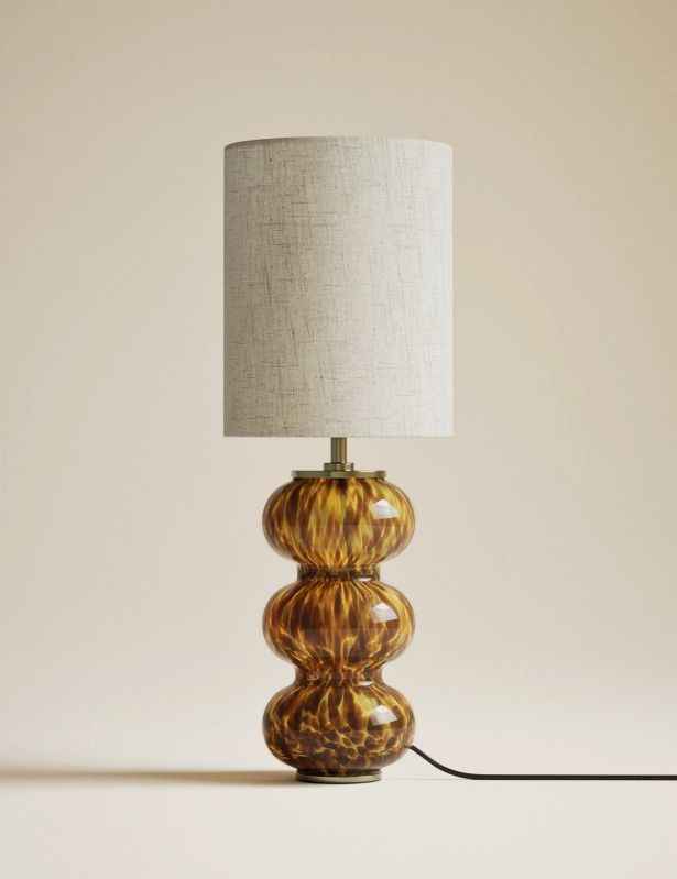 Tortoise Shell Glass Twist Base Table Lamp by M&S