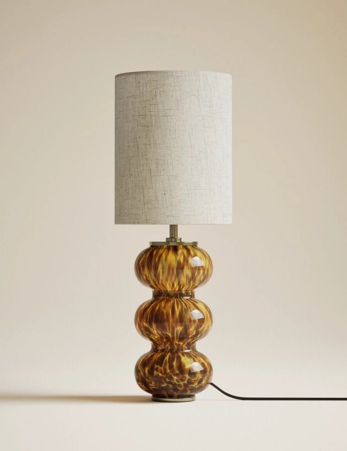 Tortoise Shell Glass Twist Base Table Lamp by M&S