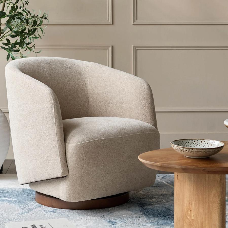 Natalia natural boucle swivel occasional chair