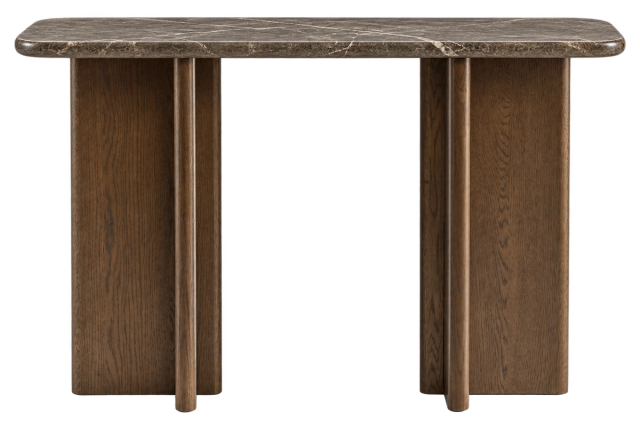 Dark Natural N. Premium Aviano Oak Veneer and Marble Console Table