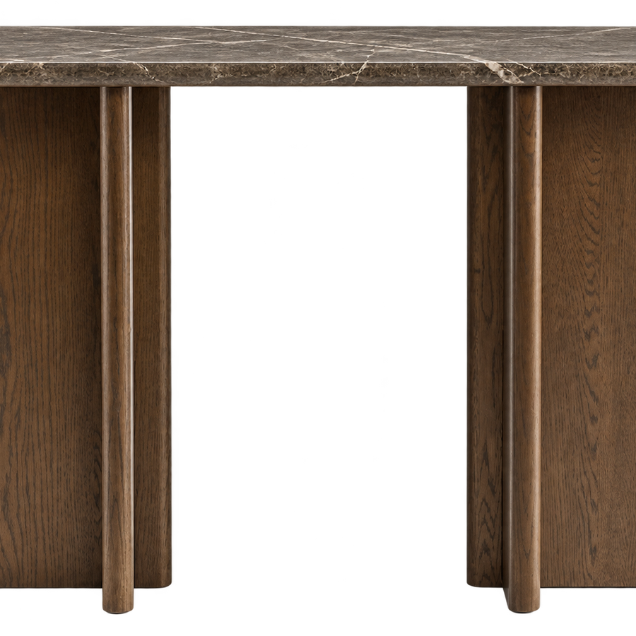 Dark Natural N. Premium Aviano Oak Veneer and Marble Console Table