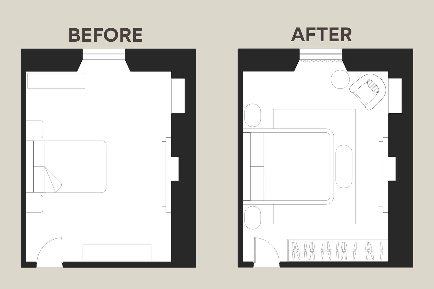Blue Transitional Master Bedroom Layout