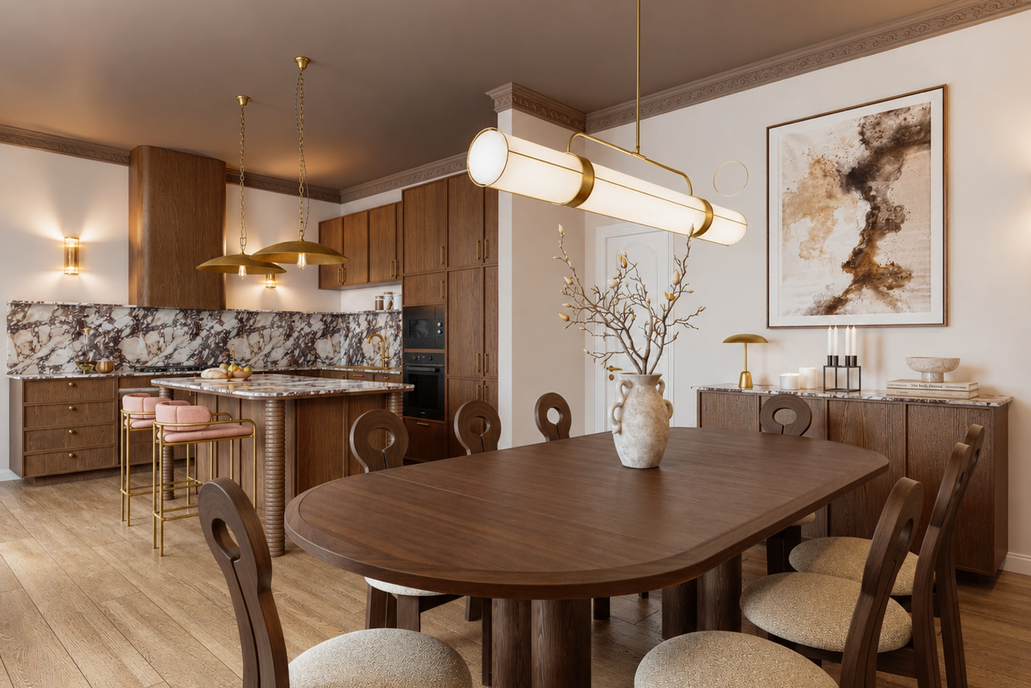 Moody Transitional Kitchen in a Victorian House 3d 2