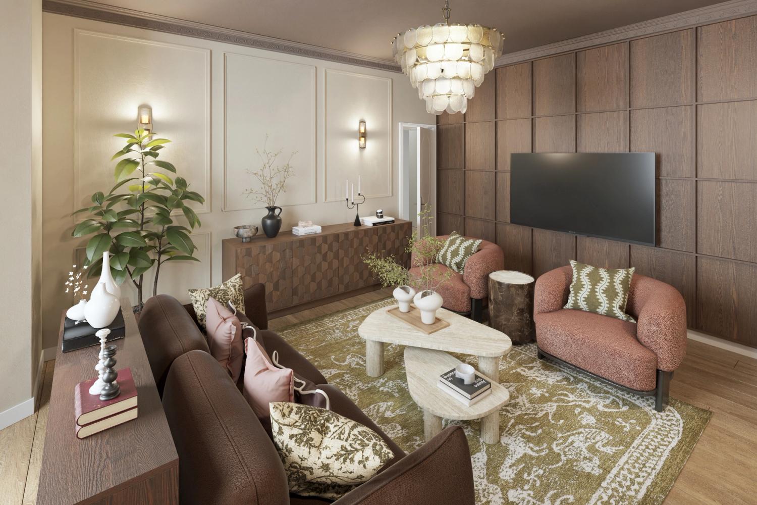 Transitional living room 3d 2