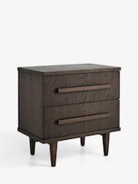 Ribbed Dark Oak Brunswick 2 Drawer Bedside Table by NEXT