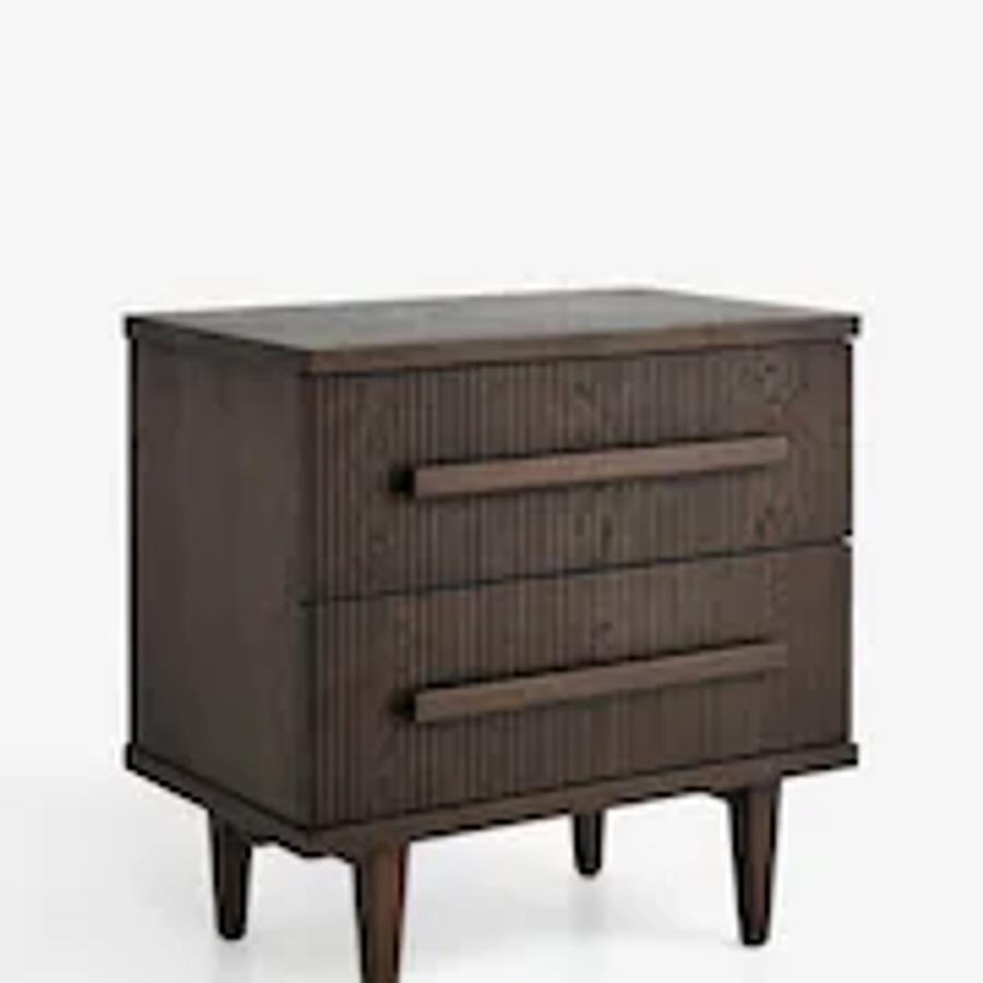 Ribbed Dark Oak Brunswick 2 Drawer Bedside Table by NEXT