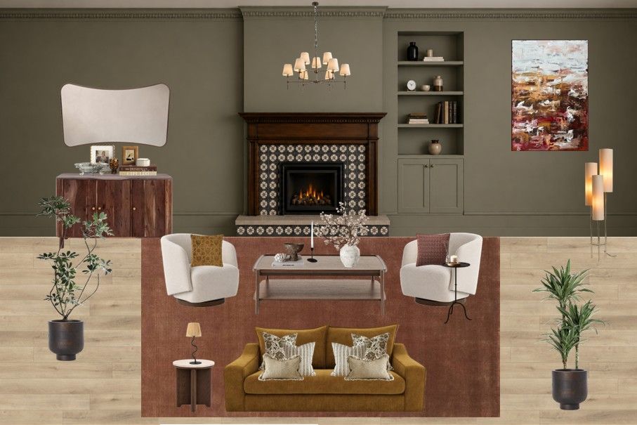 Warm Transitional Living Room Moodboard