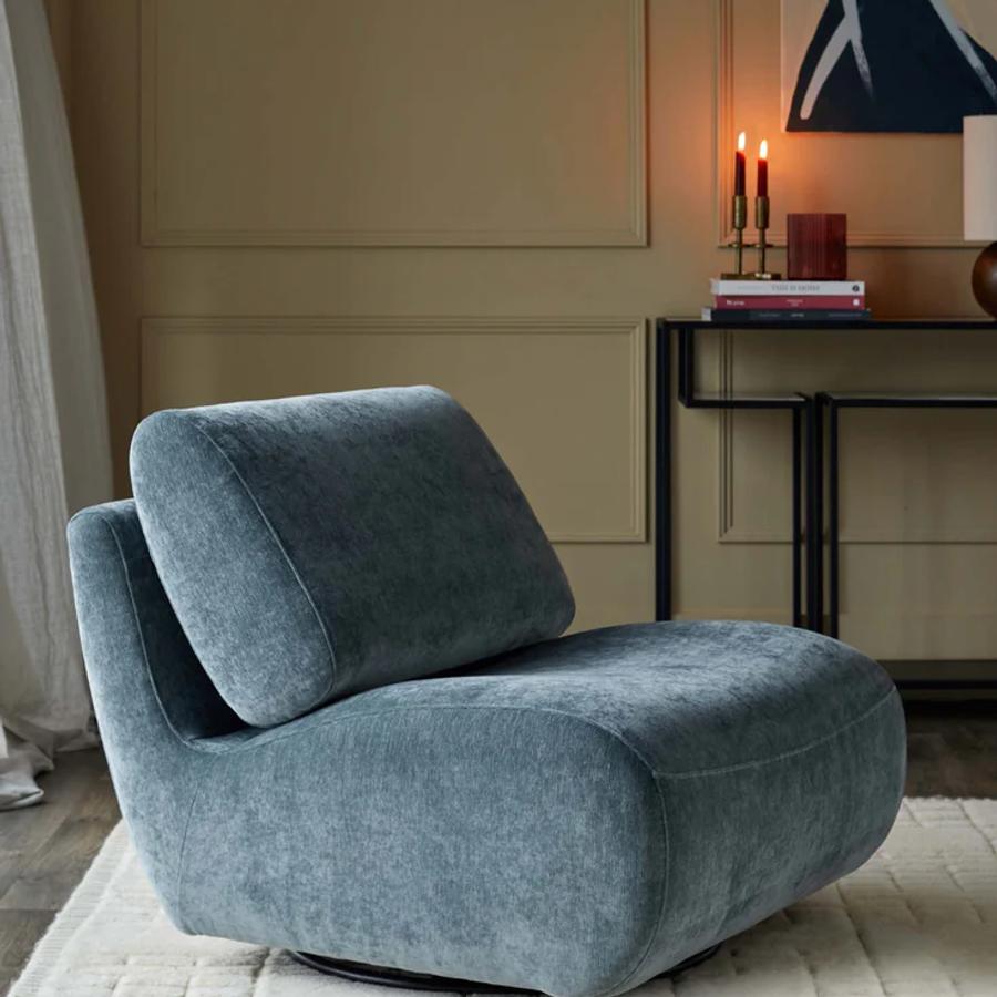 Frances blue grey fabric swivel accent chair by Danetti