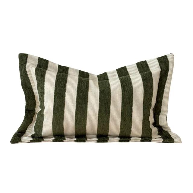 Orla Olive Green Stripe Cushion
