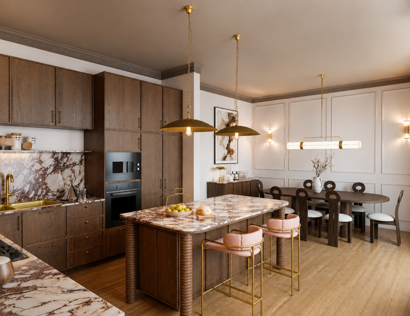 Moody Transitional Kitchen in a Victorian House 3d 1