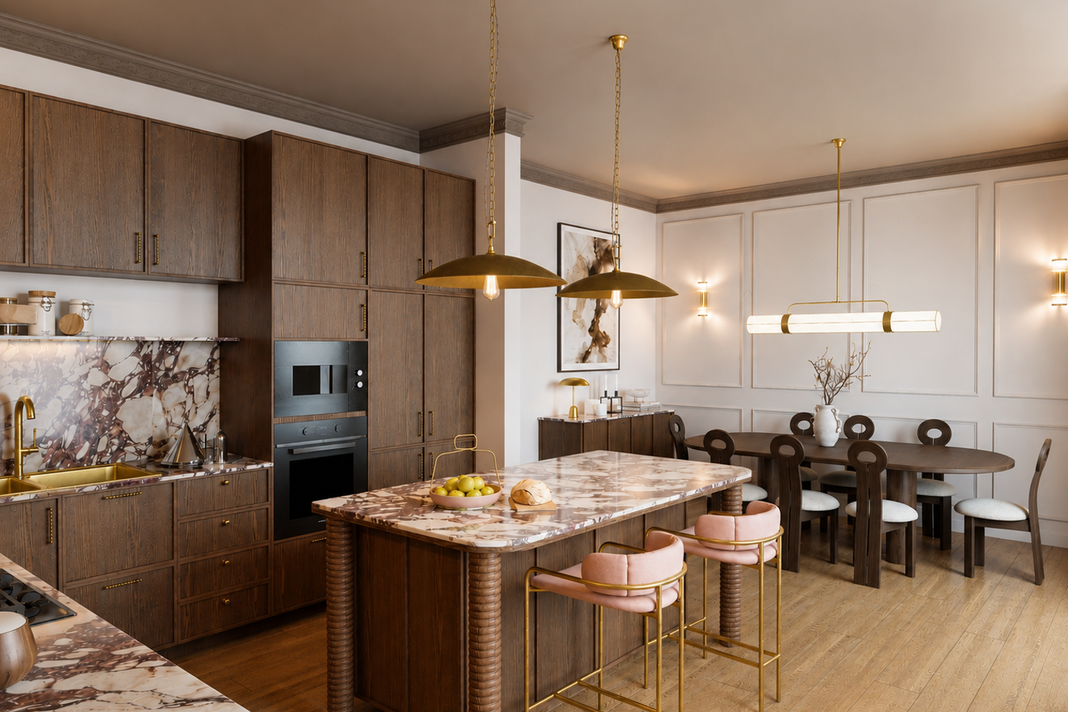 Moody Transitional Kitchen in a Victorian House 3d 1