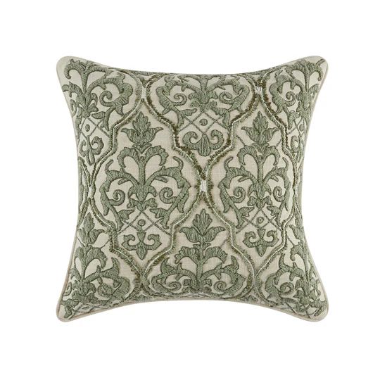 Willow Sage Green Gilded Grove Embroidered Cushion by daals