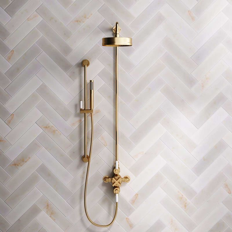 Bayor Dual Outlet Exposed Shower with Slider Rail & 8" Rose - White Lever