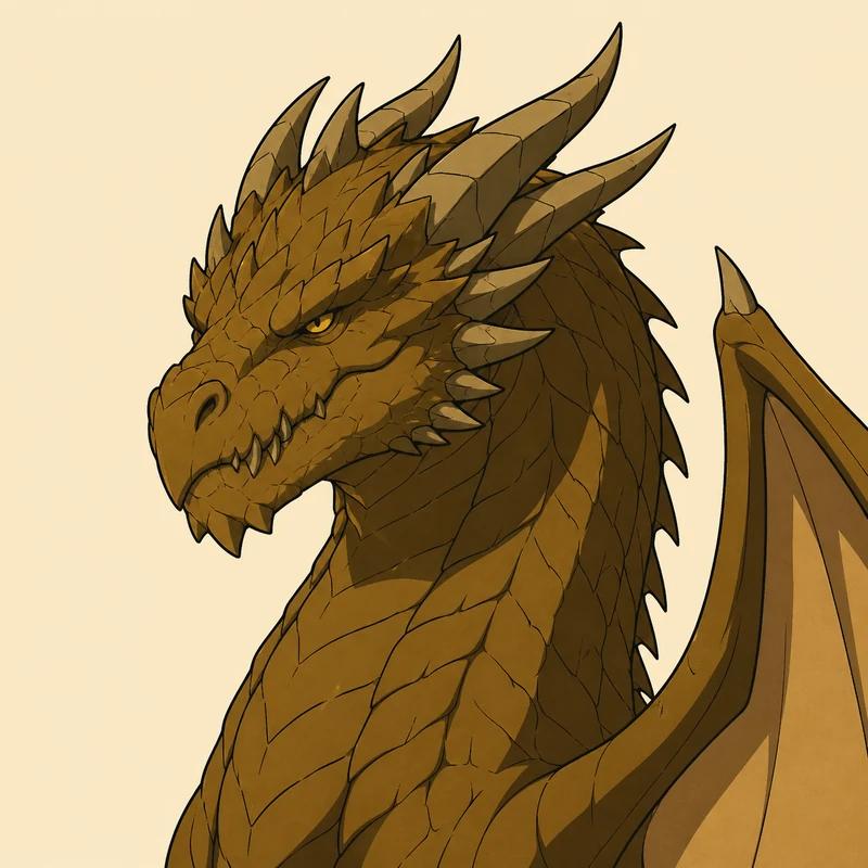 Illustrated portrait of Vermithor, a heavy bronze dragon with a broad head and a thick crown of horns.