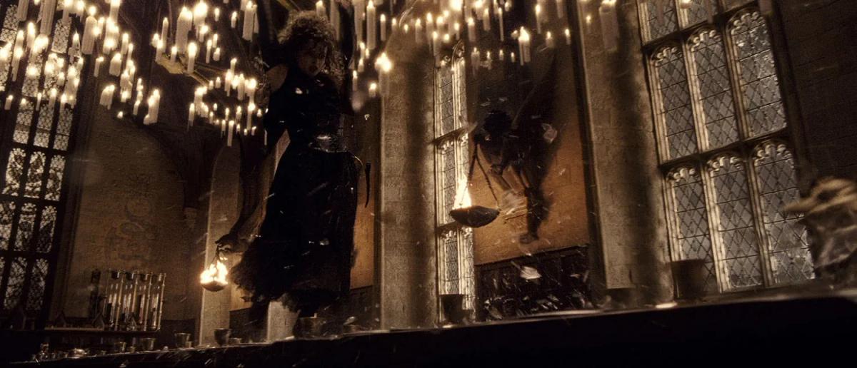 Helena Bonham Carter as Bellatrix Lestrange wrecking the Great Hall