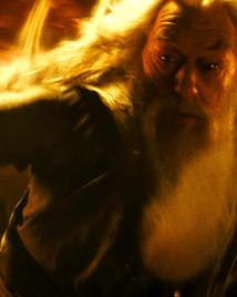Michael Gambon as Albus Dumbledore casting fire around himself in the Horcrux cave