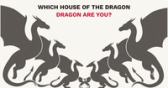 Five dragon silhouettes in dark grey on cream, facing inward from both edges