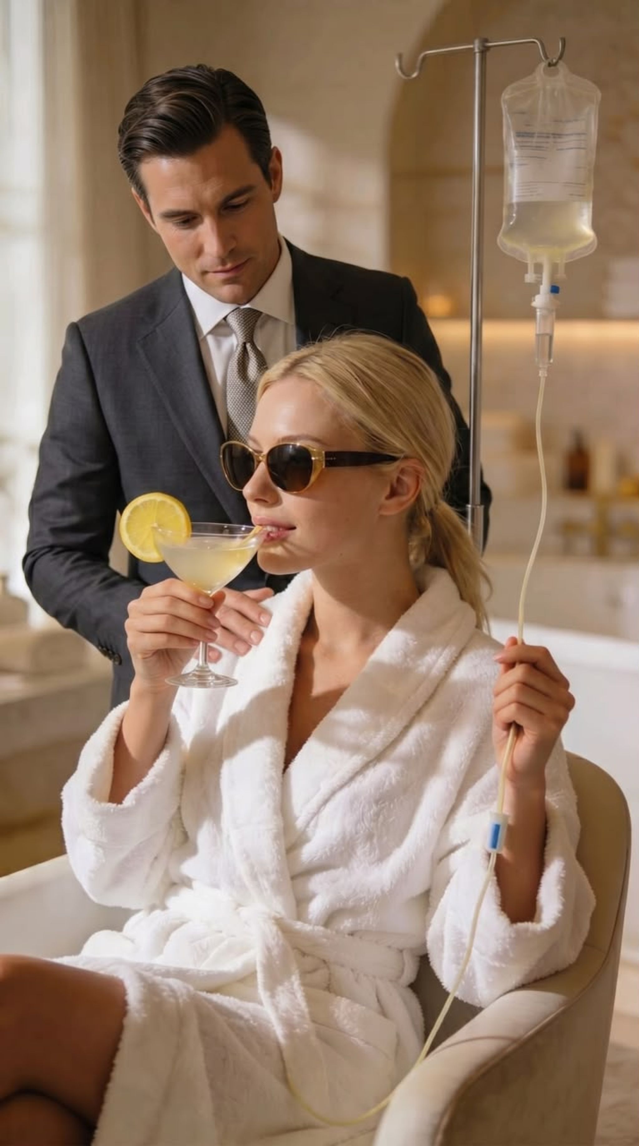Pre-wedding wellness setup with IV therapy
