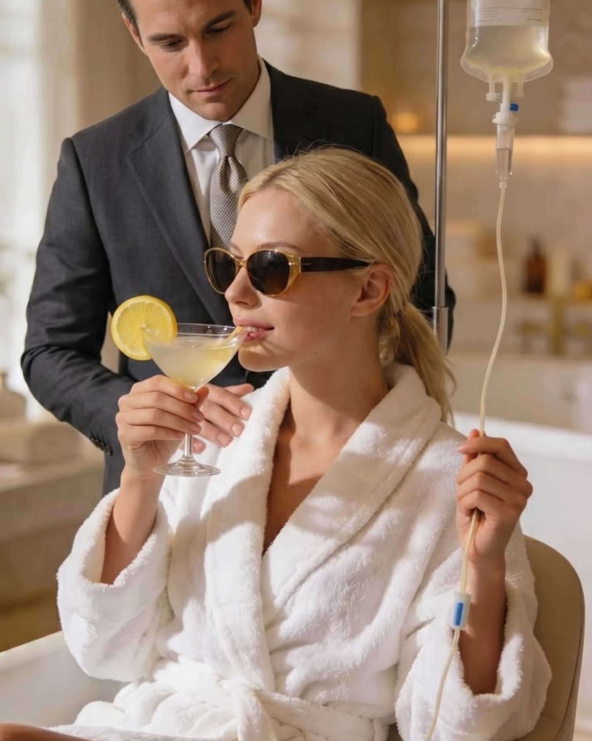 Pre-wedding wellness setup with IV therapy