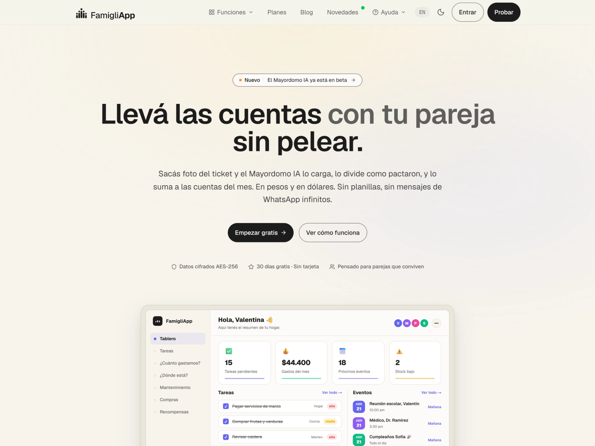 FamigliApp landing page