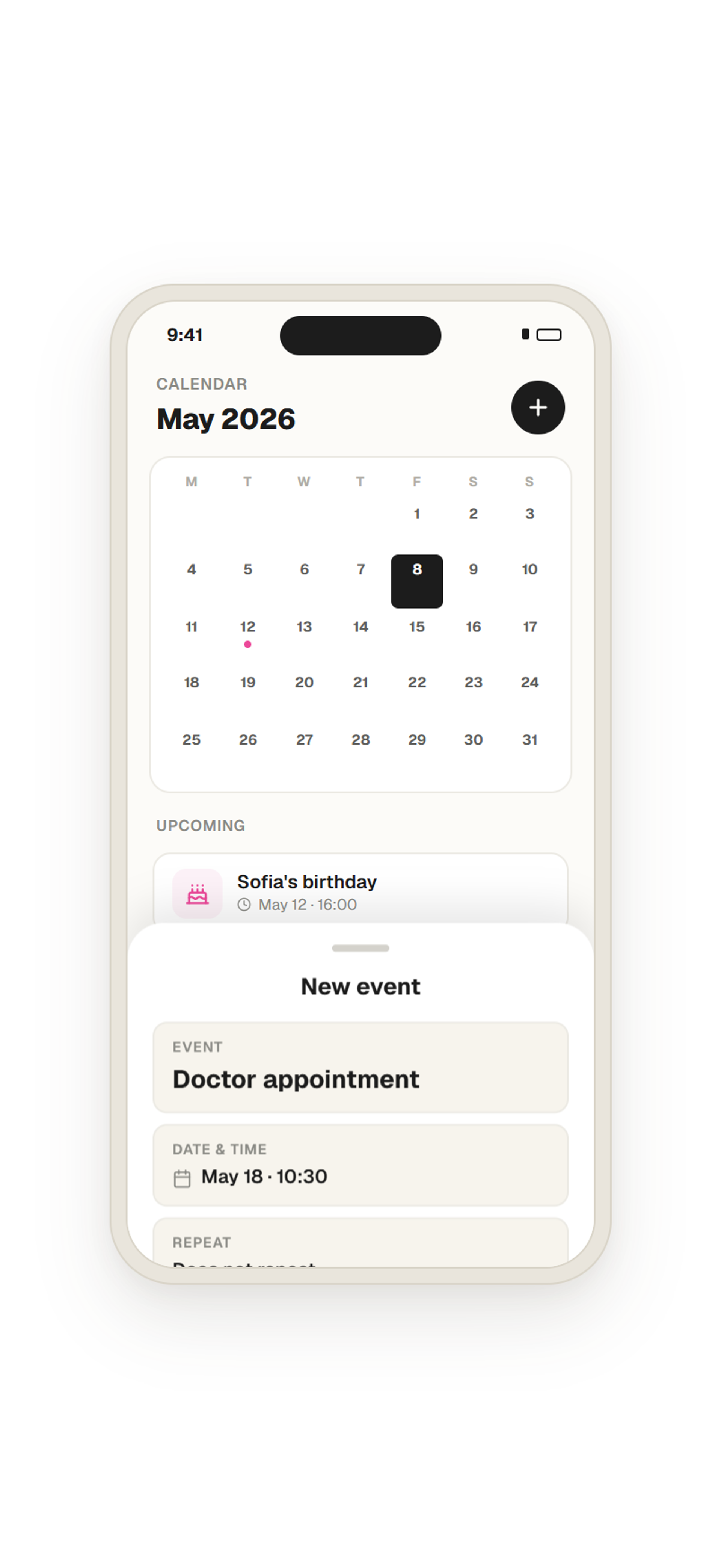 Shared calendar on mobile