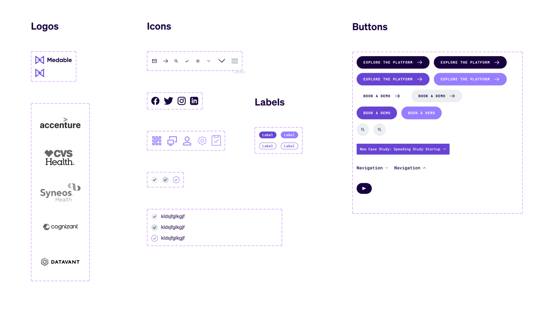 Logos, icons and buttons