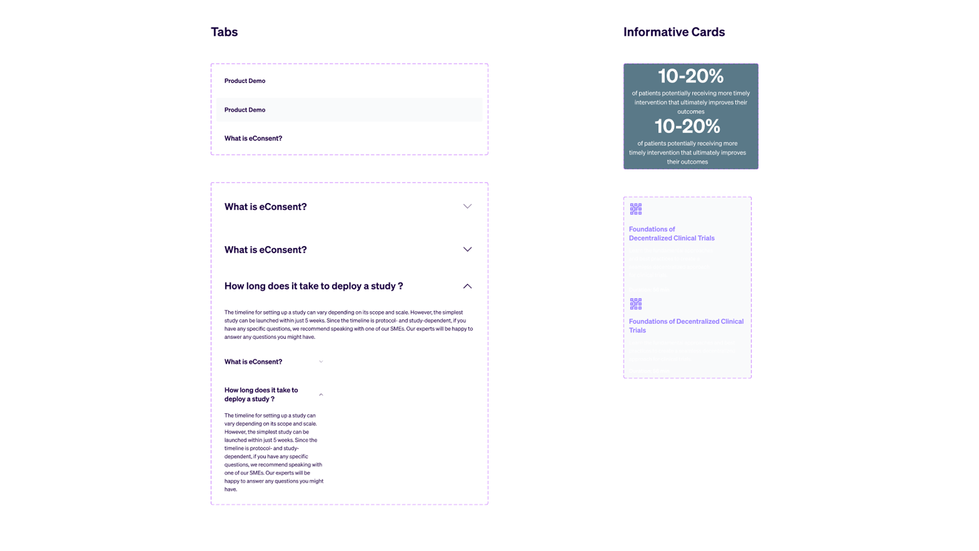 Cards and tabs