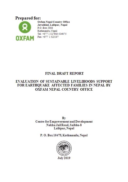 Evaluation of Sustainable Livelihoods Support for Earthquake Affected Families in Nepal, 2019