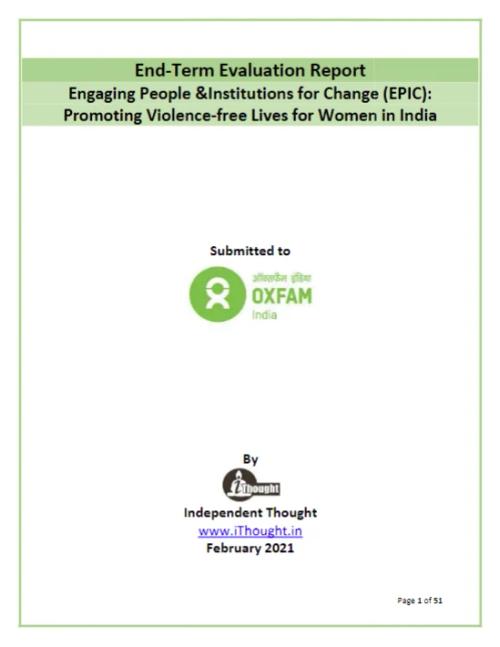 Engaging People & Institutions for Change (EPIC): Promoting Violence-Free Lives for Women in India, 2021