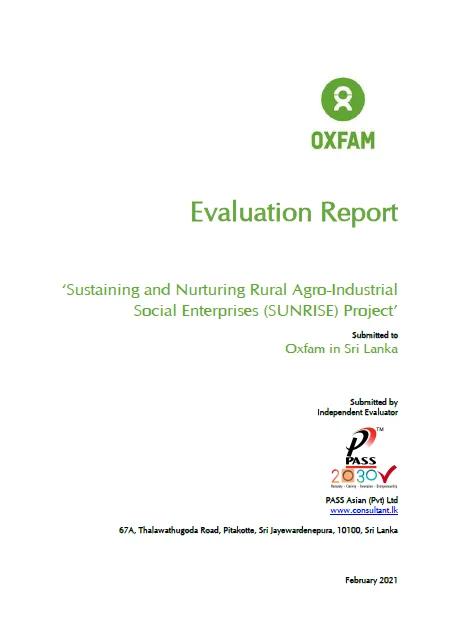 Sustaining and Nurturing Agro-Industrial Social Enterprises (SUNRISE): Evaluation Report, 2020