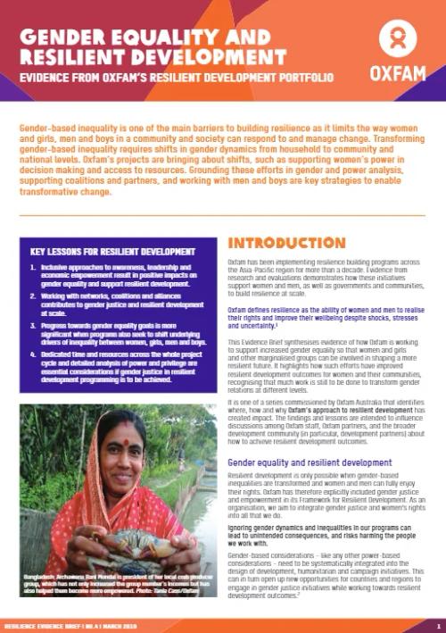Oxfam’s Gender Equality and Resilient Development Portfolio, 2019