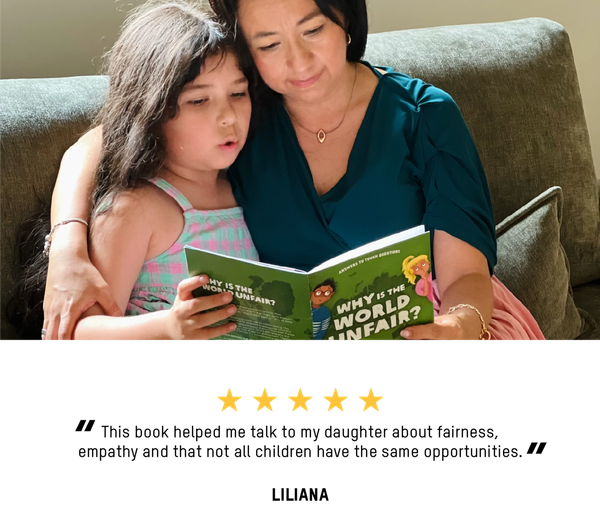 Pictured: Mum (Liliana) and her daughter read Oxfam's free book, "Why is the world unfair" together