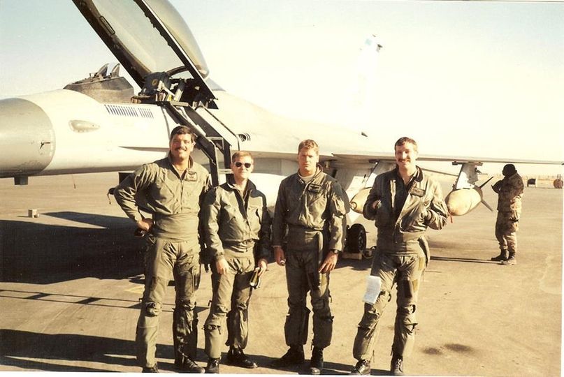 Mutt flight, Abner, Ivan, BA, and Boo Boo, on the ramp in Al Dhafra.