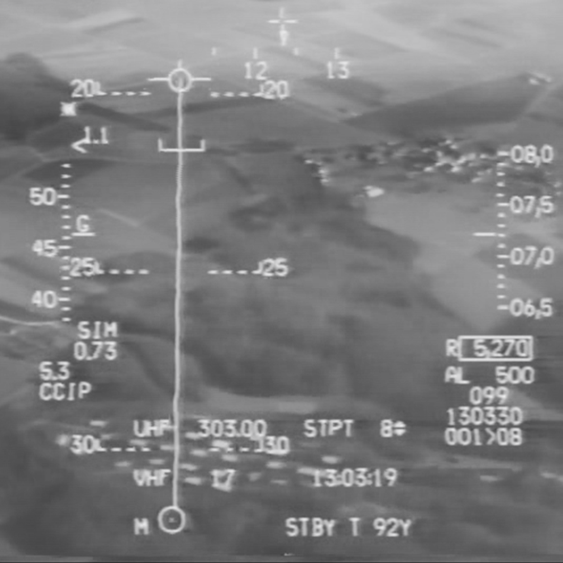 CCIP solution captured on gun-camera tape — STPT 8, 13:03:19 local.