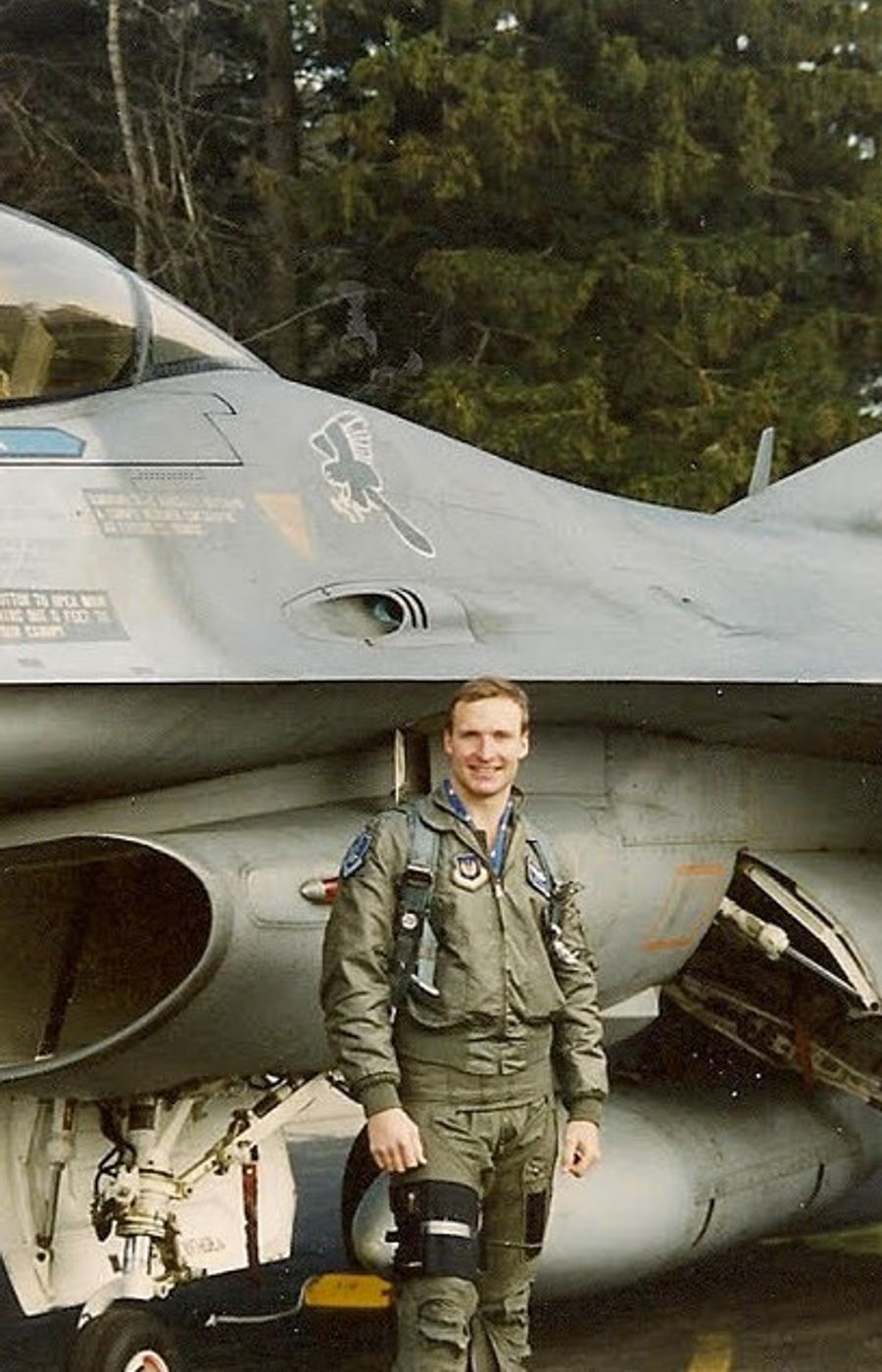 Jeff "Boom Boom" Paulk with HR-377 in the hangar at Hahn — early winter, 1989.