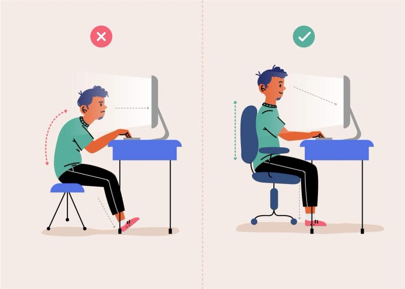 Images like the one above are all over the internet and are not true. Both the posture on the left that is considered wrong and the one on the right can both be helpful postures depending on the context. Staying in one or the other all day could be worse than switching between both to provide more variety to your every day movements.