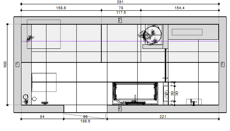 Plattegrond van Rustige beige badkamer