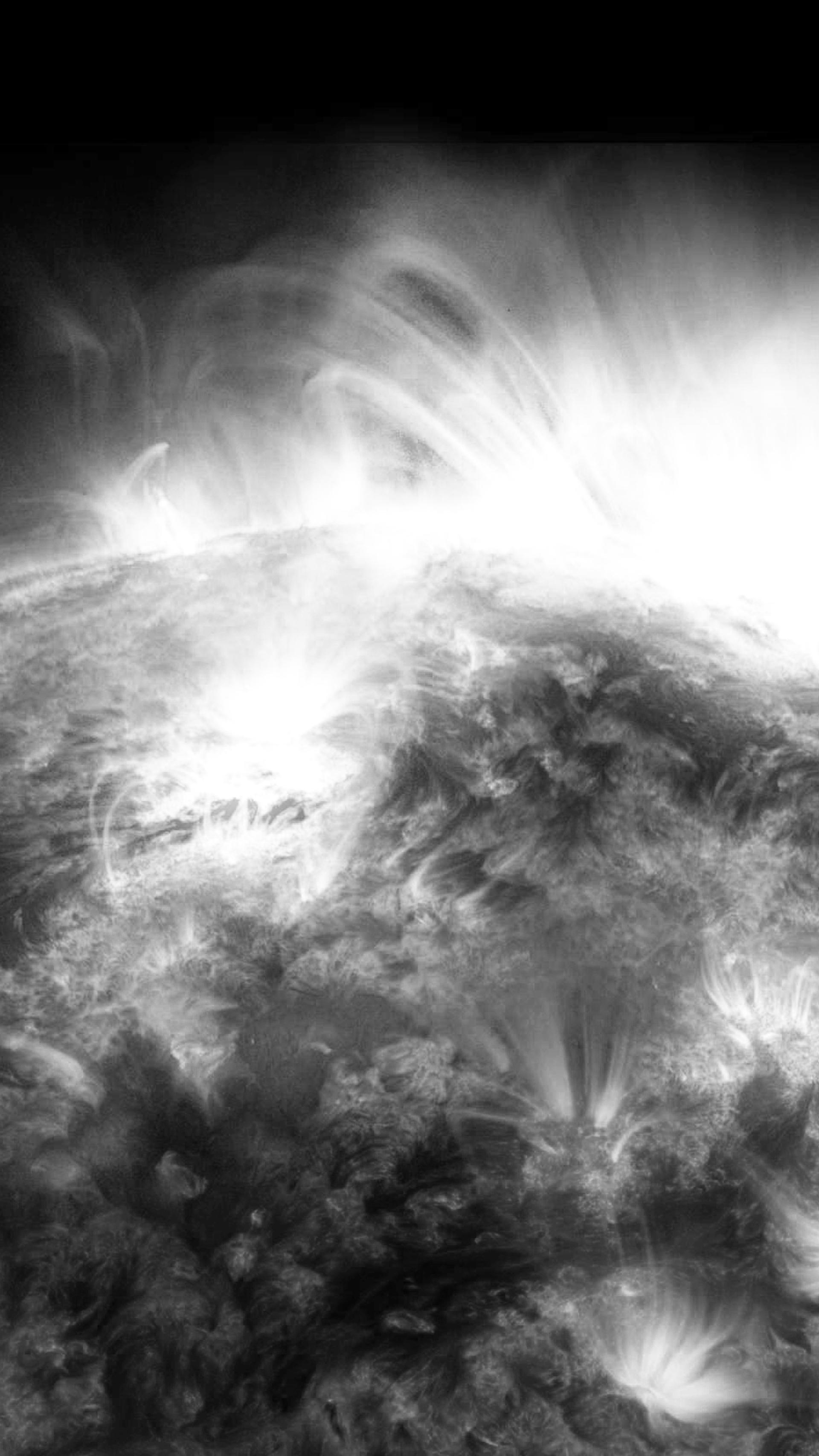X-rays stream off the sun in this first picture of the sun, overlaid on a picture taken by NASA Solar Dynamics Observatory SDO, taken by NASA NuSTAR. The field of view covers the west limb of the sun.