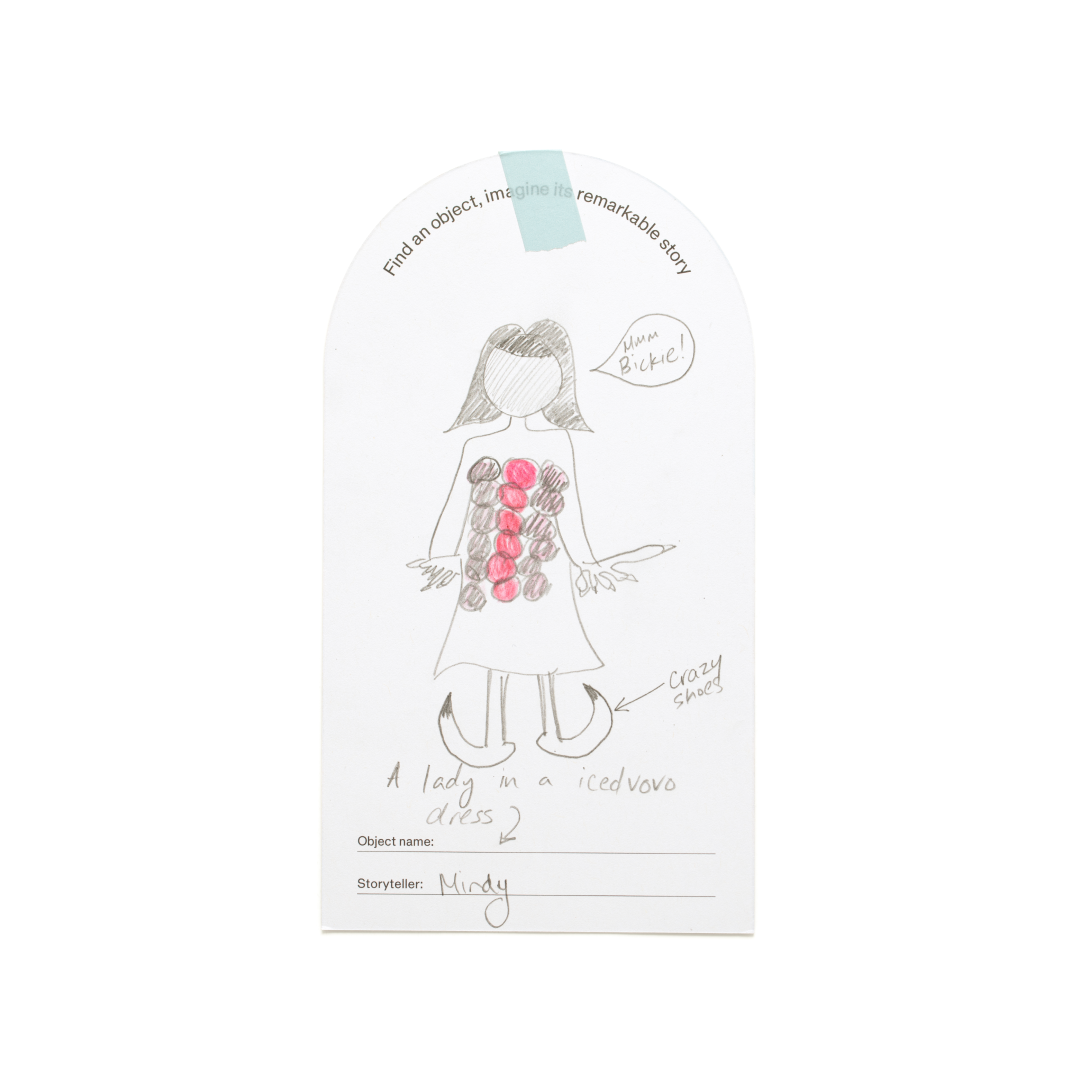 Drawing on arch-shaped paper.