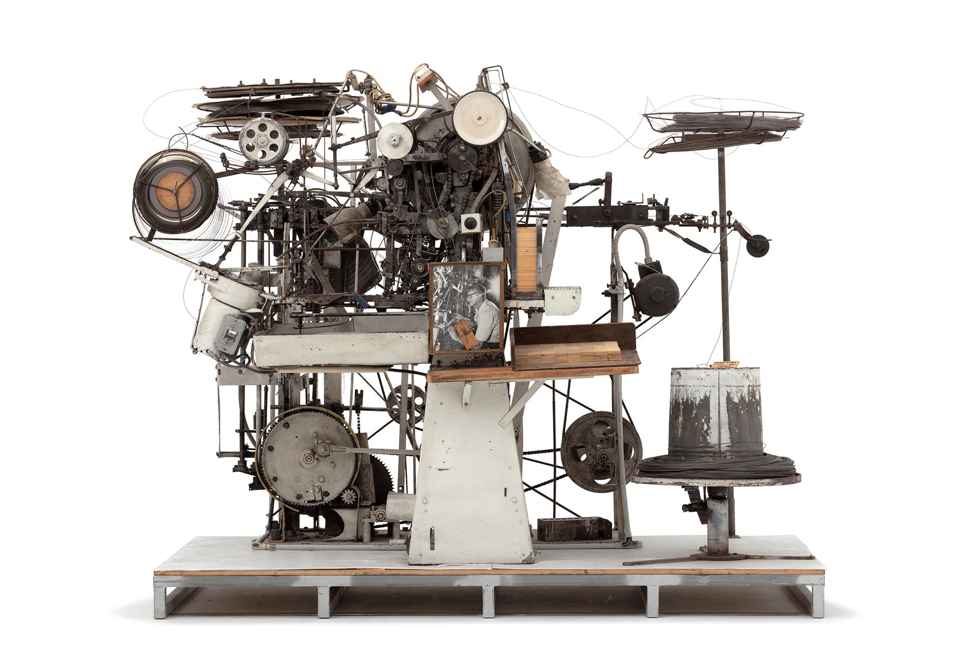 A contraption made from metal and electronic components.