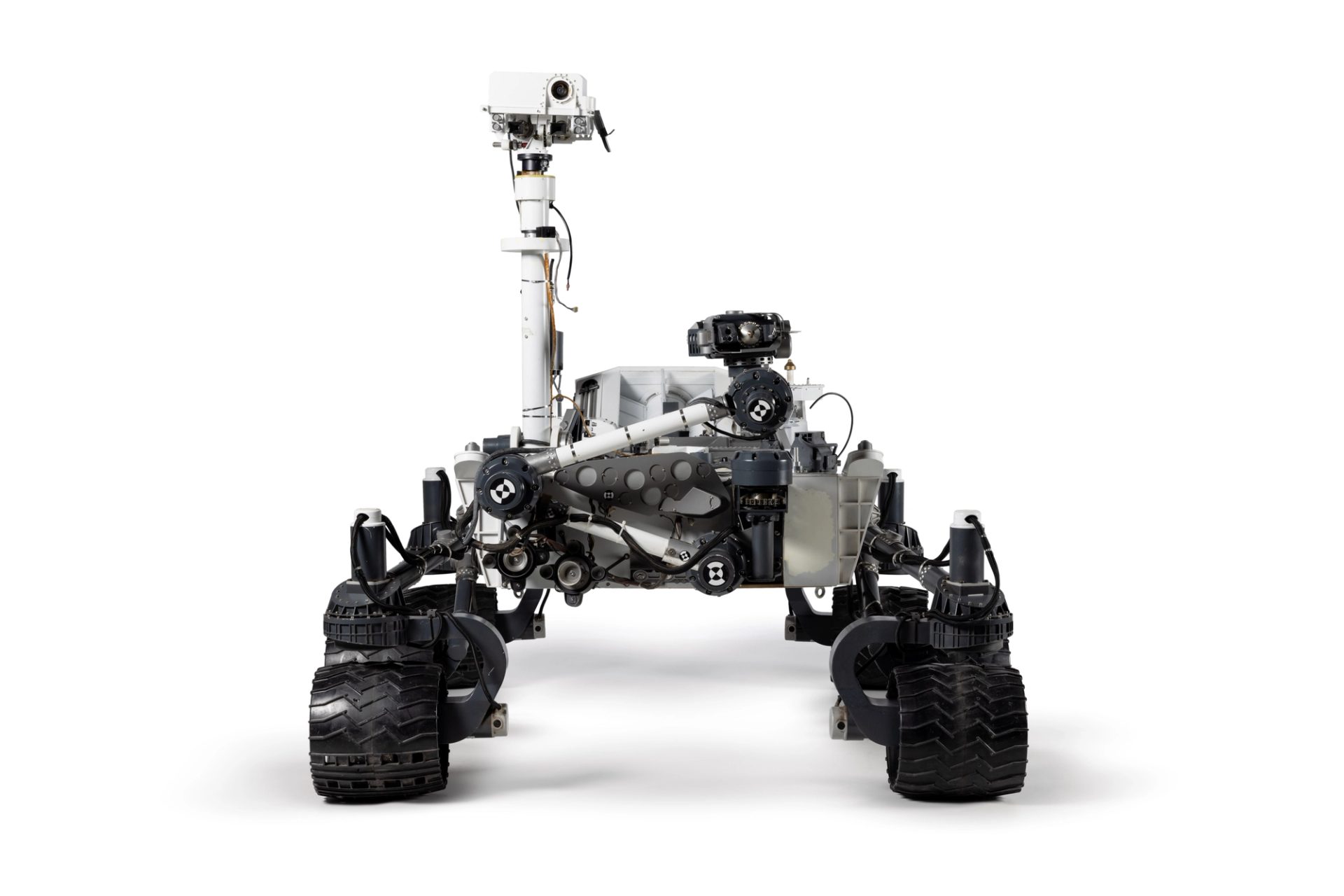 Three-quarter scale model replica of the NASA Mars 'Curiosity' rover robot