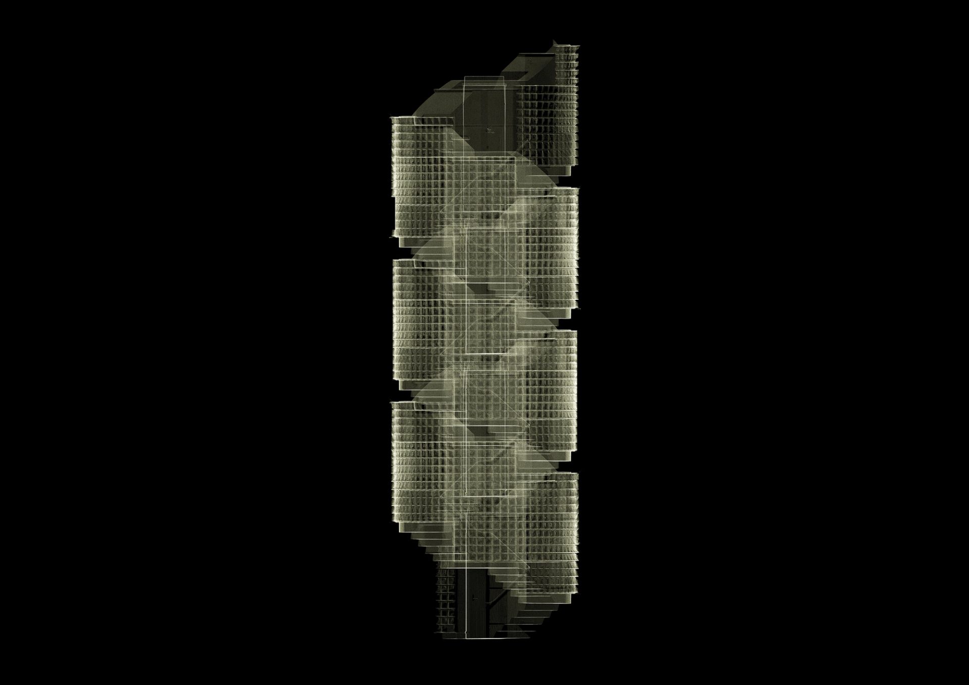 3D digital column sitting on a black background.
