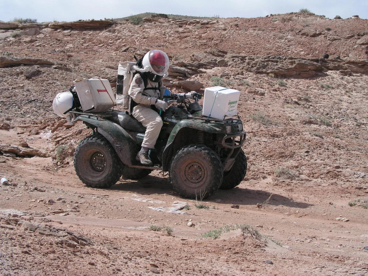 Susmita Mohanty on a quad-bike.